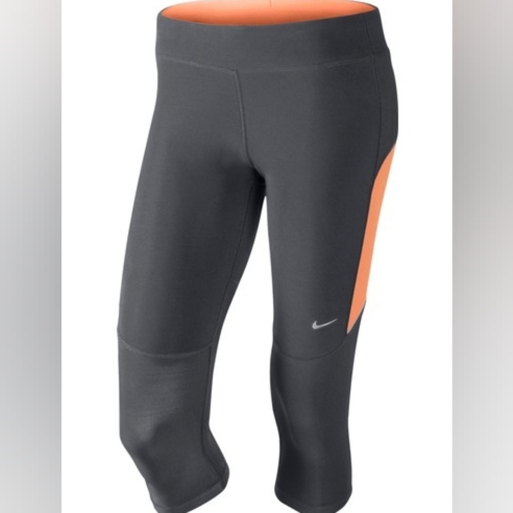 Women’s STAY WARM Run/Yoga/Gym Leggings- Grey/ Tangerine size small